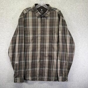 Kuhl Shirt Mens 2XL Brown Plaid Fugitive Flannel Button Up Long Sleeve Outdoor